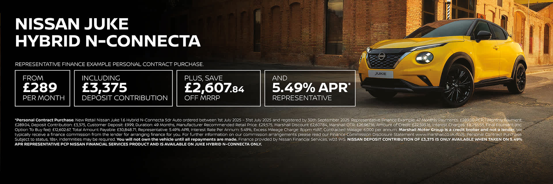 NISSAN JUKE PERSONAL CONTRACT PURCHASE EXCLUSIVE OFFER