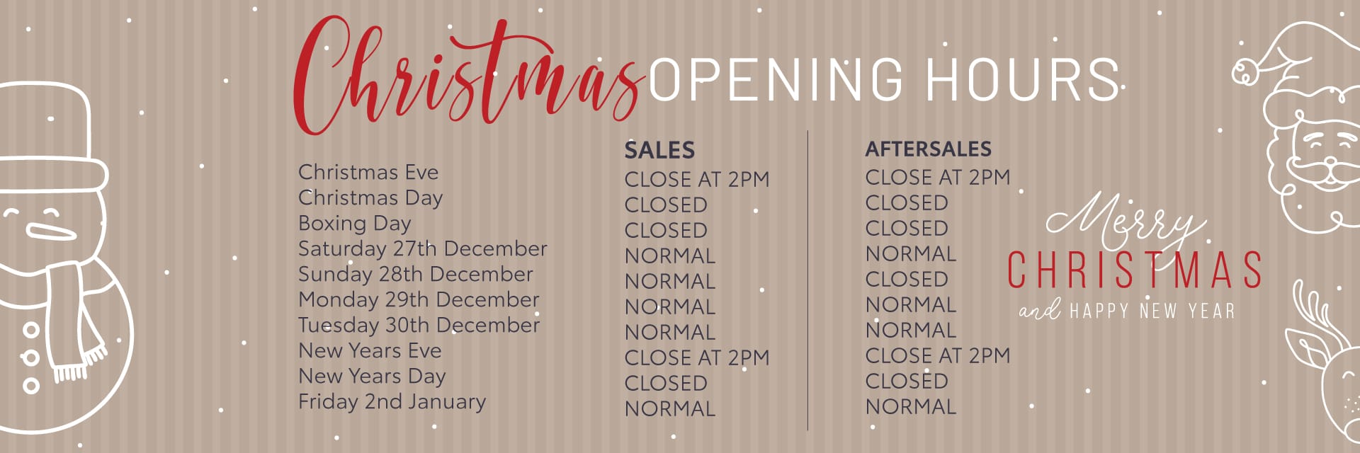 RRG Group Christmas Opening Hours 25/26