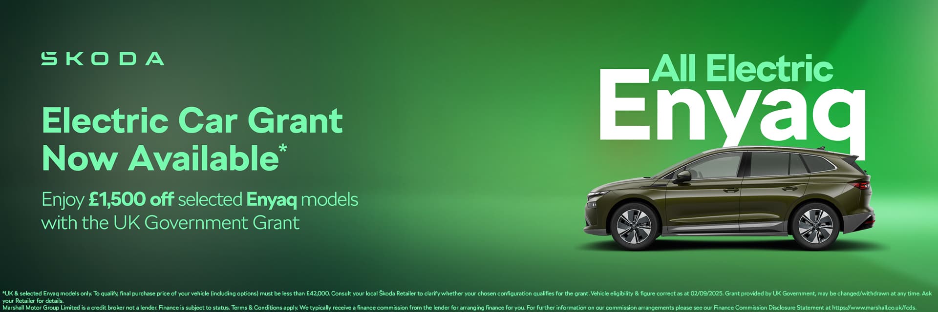 New Škoda Electric Enyaq UK Grant Guarantee