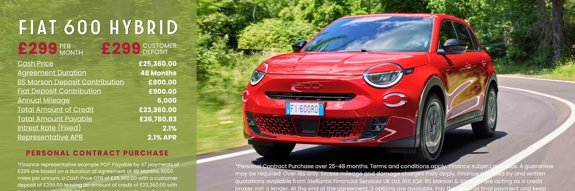 2025 Q3 July Fiat 600 hybrid 2.1% PCP