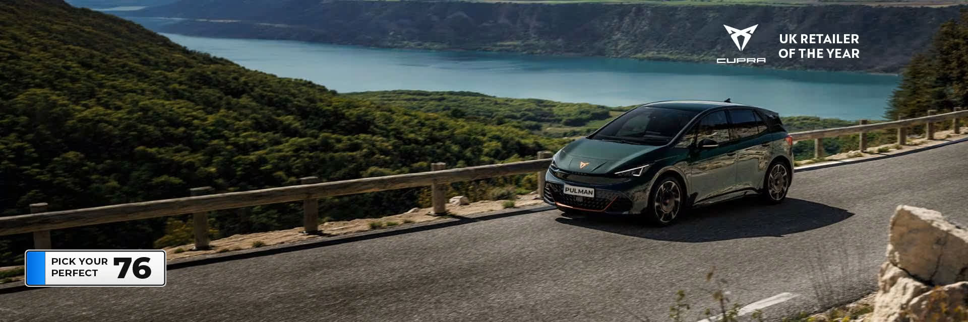 CUPRA BORN car driving on road up a mountain