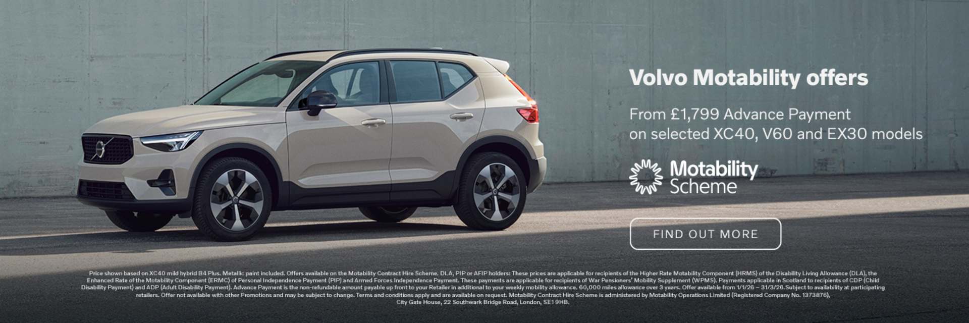 Volvo Motability Offers from £1,499 Advance Payment
