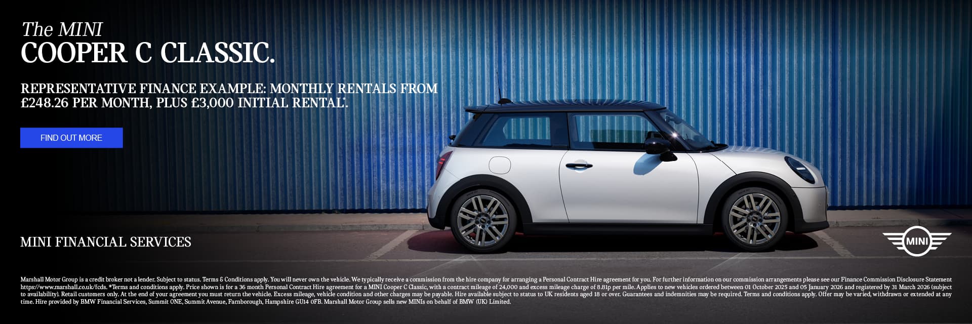 MINI COOPER C CLASSIC PERSONAL CONTRACT PURCHASE OFFER.