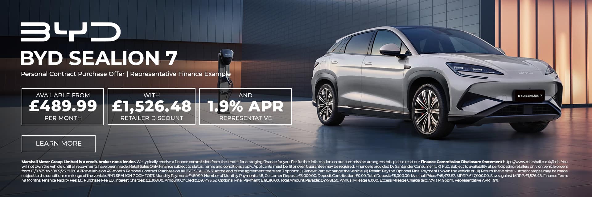 BYD SEALION Personal Contract Purchase Offer - 1.9% APR Representative*.