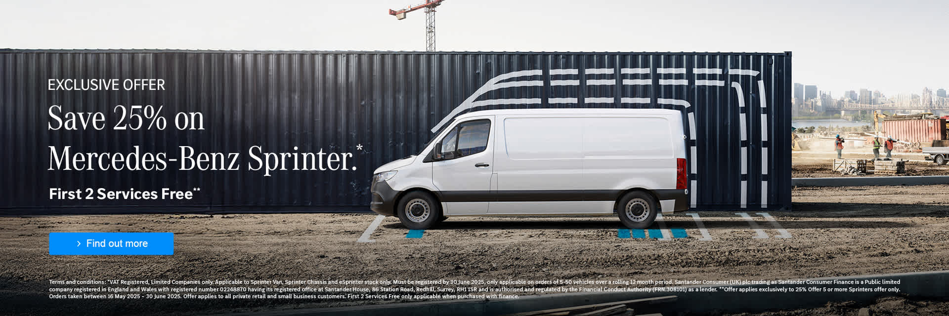Don't miss out on saving 25% on a fleet of five or more brand new Mercedes-Benz Sprinter Vans