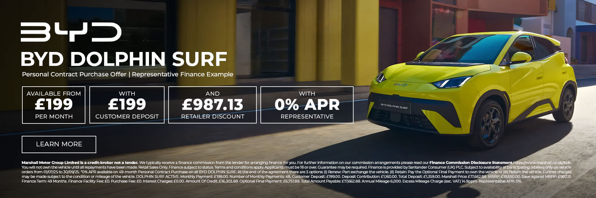 BYD DOLPHIN SURF Personal Contract Purchase Offer - 0% APR Representative*.