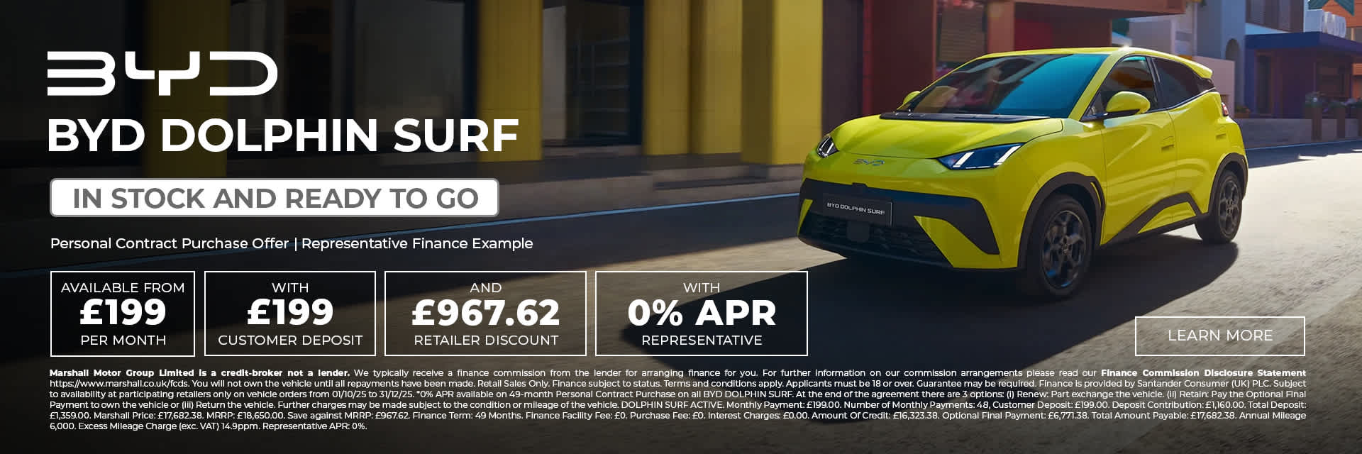 BYD DOLPHIN SURF Personal Contract Purchase Offer - 2% APR Representative*.