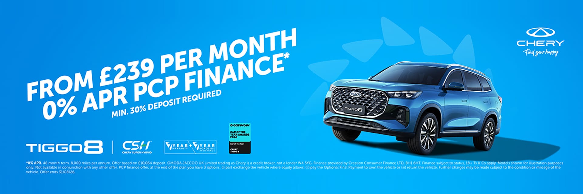 TIGGO 8 CSH - Aspire - 0% APR Representative