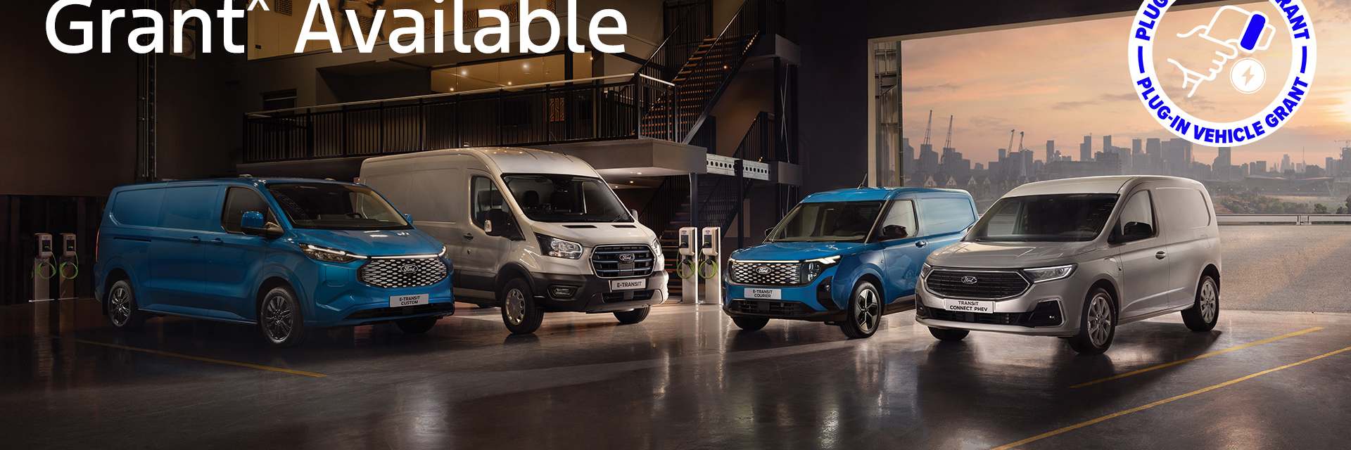 Up to £5,000 Plug-in Grant^ available on All-Electric Ford Vans