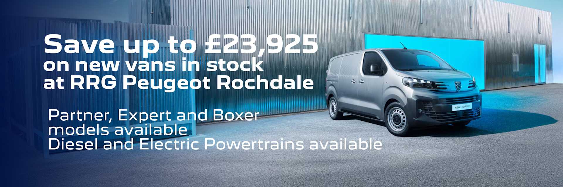 Save on new vans in stock at RRG Peugeot Rochdale