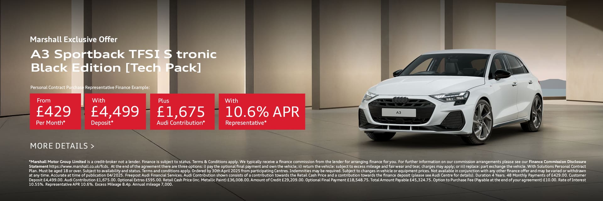Audi A3 Sportback Personal Contract Purchase Offer