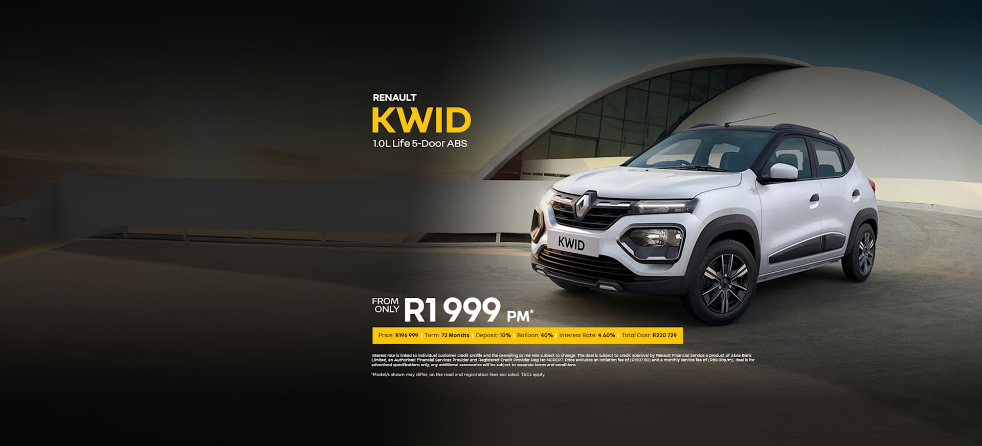 New Renault Kwid 1.0L Life 5-Door ABS Offer from R1 999pm*