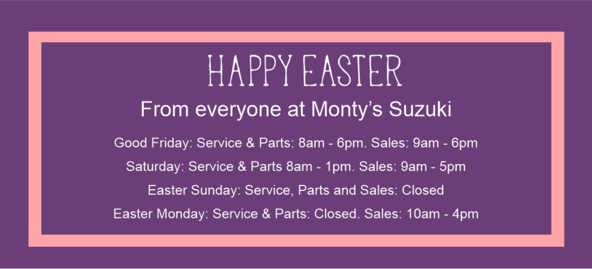 Easter opening hours 2025 