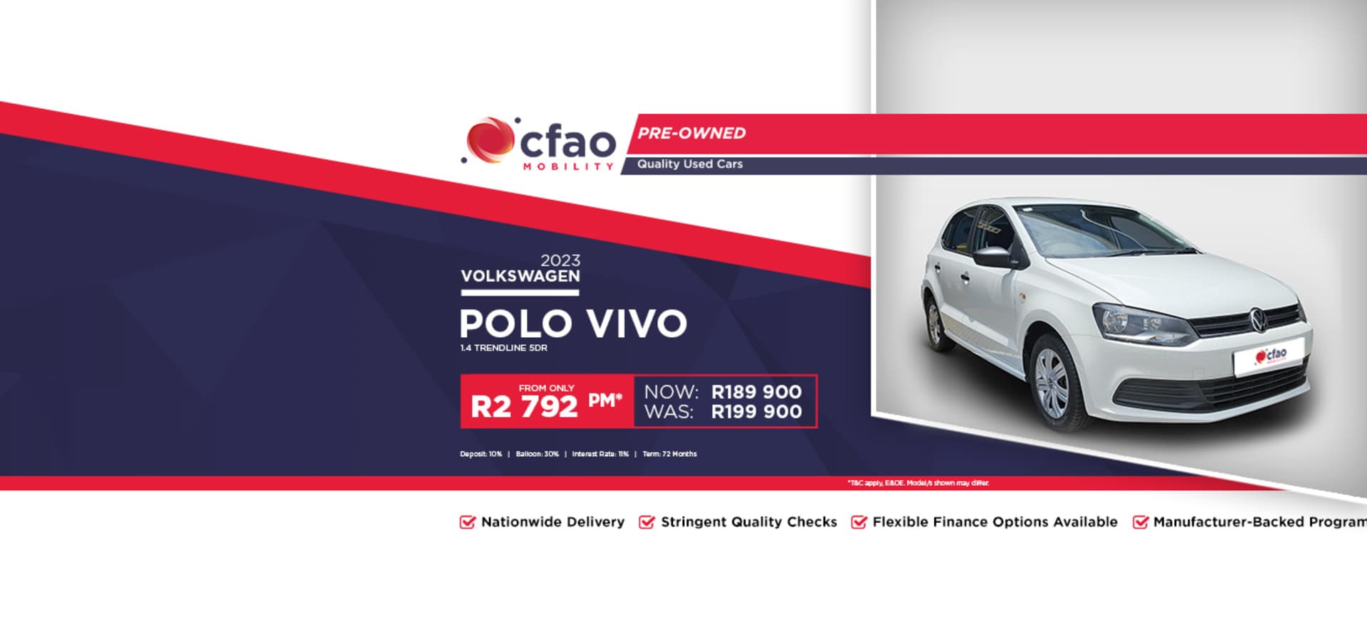 2023 VW Polo Vivo 1.4 Trendline 5DR from R2 792pm* Used Car Offer