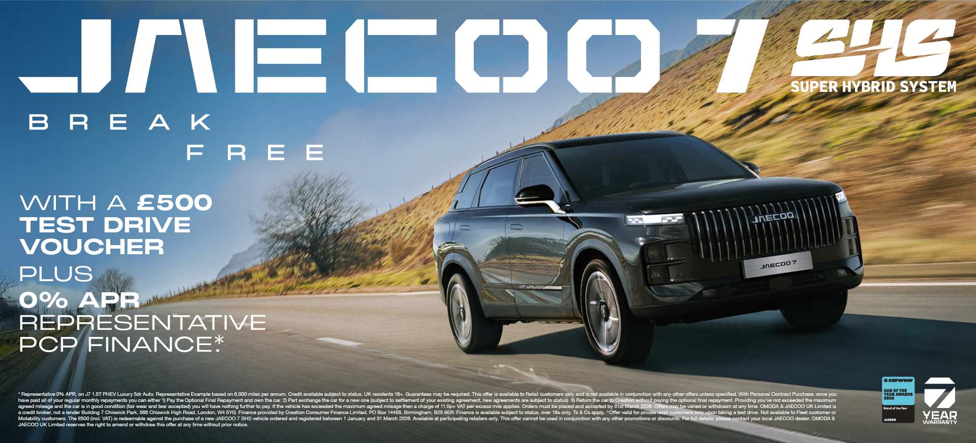 JAECOO 7 SHS LUXURY PERSONAL CONTRACT PURCHASE EXCLUSIVE OFFER