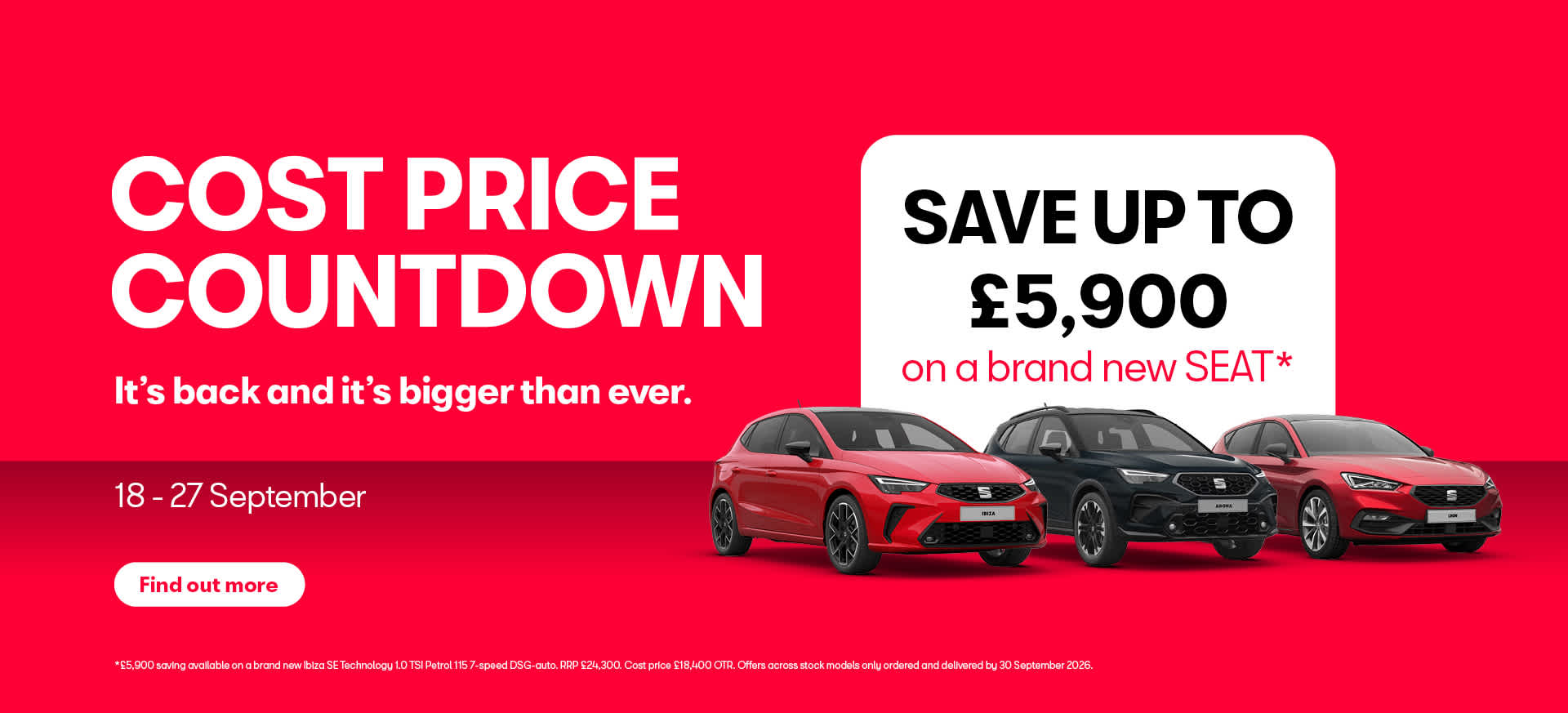 SEAT cost price countdown