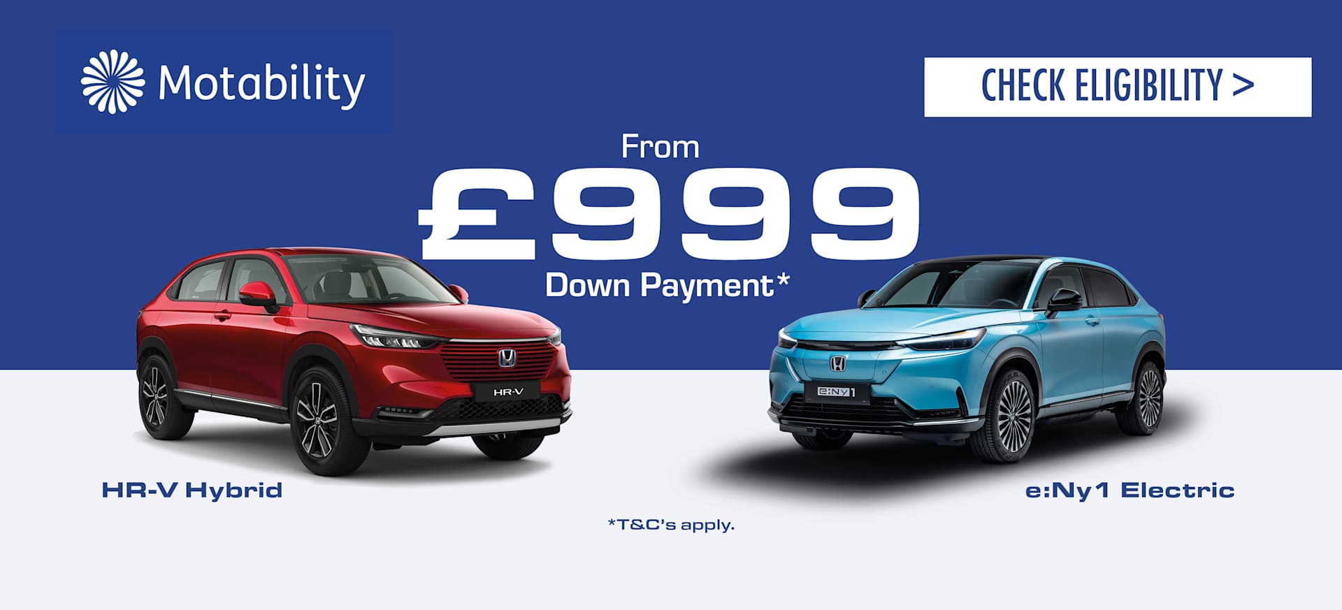 Honda Motability Offers from £999 downpayment - HR-V & E:NY1