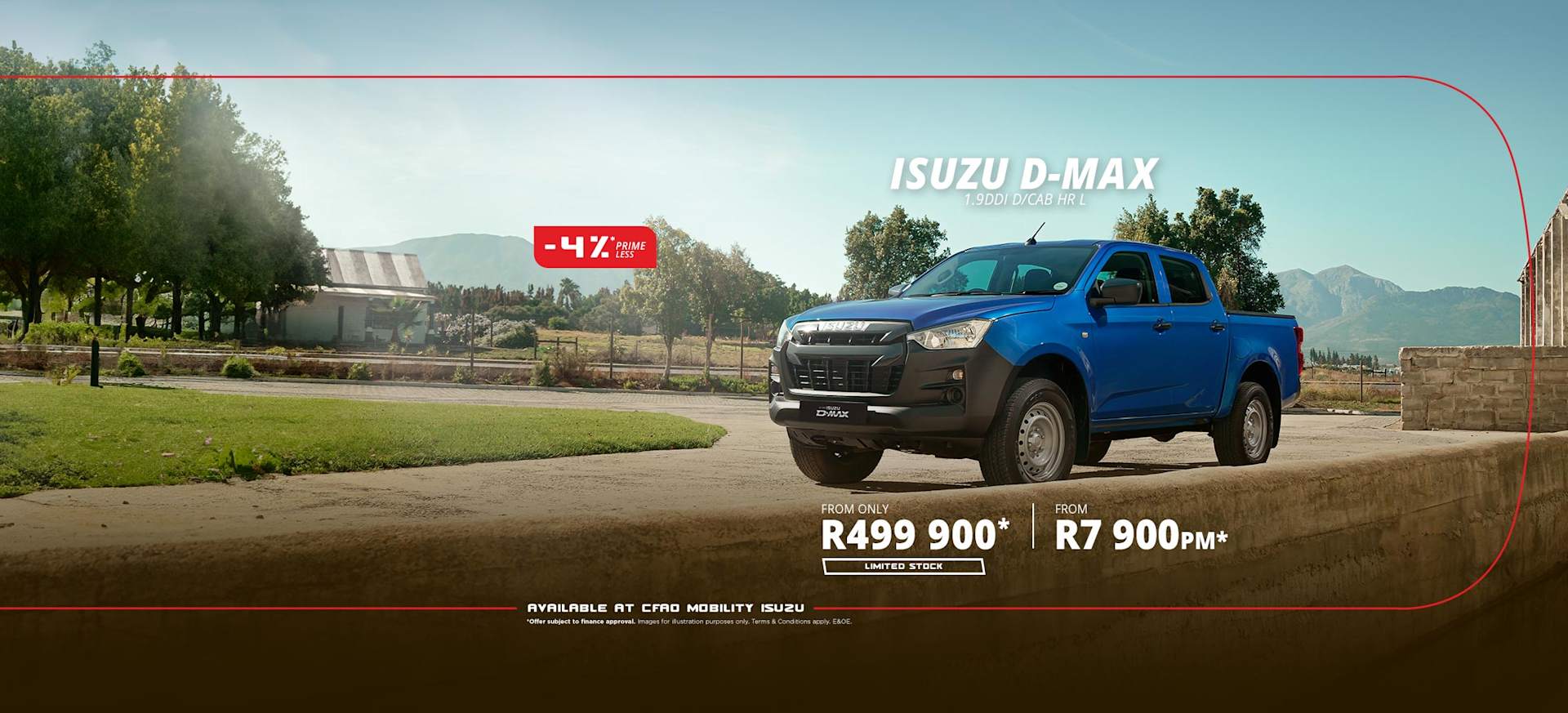New ISUZU 1.9 Double Cab HR L Special Offer from R7 900 pm* or from R499 900*