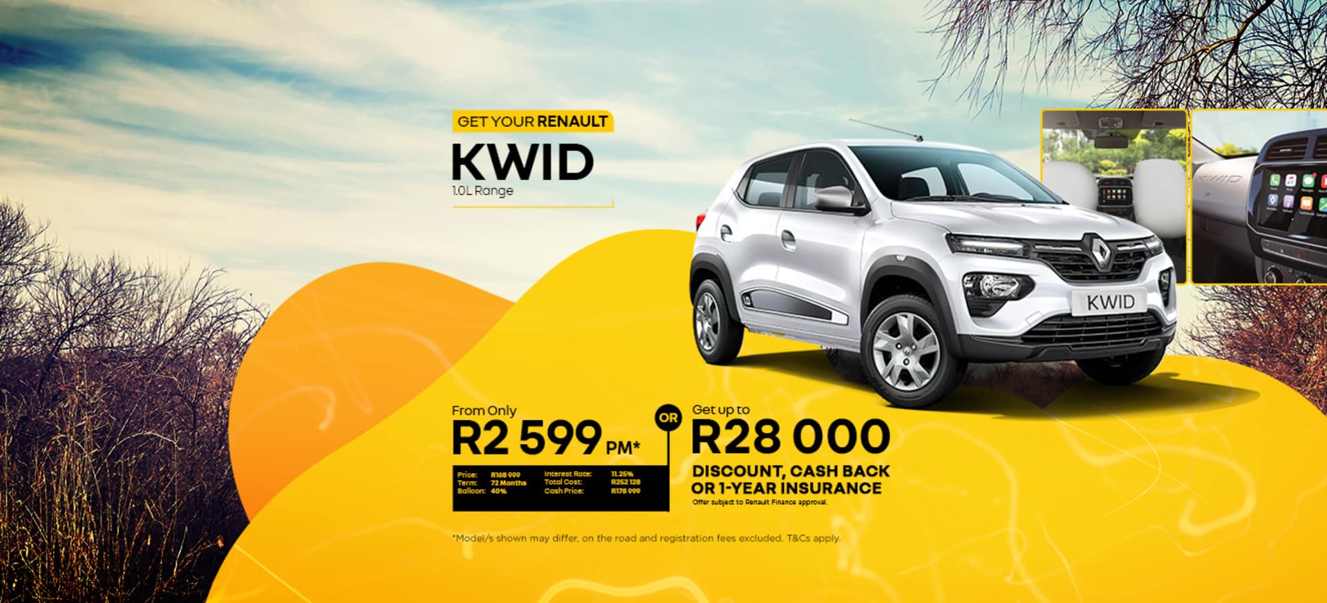 New Renault Kwid 1.0L Range Offer from R2 599pm*