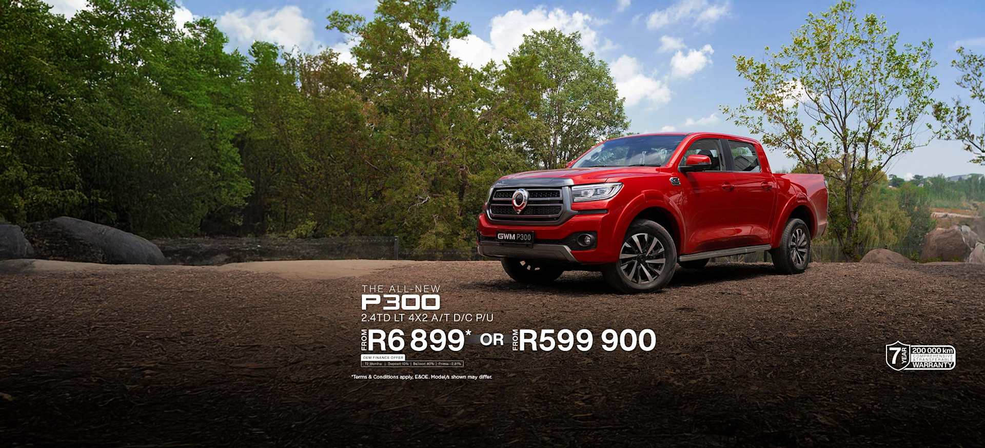 New GWM P300 LT 4x2 Special Offer from R6899pm* or from only R599900*