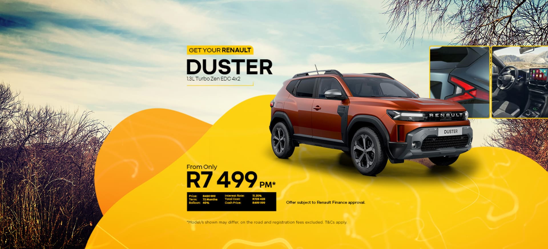 New Renault Duster 1.3L Turbo Zen EDC 4X2  Starting from R7 499pm*