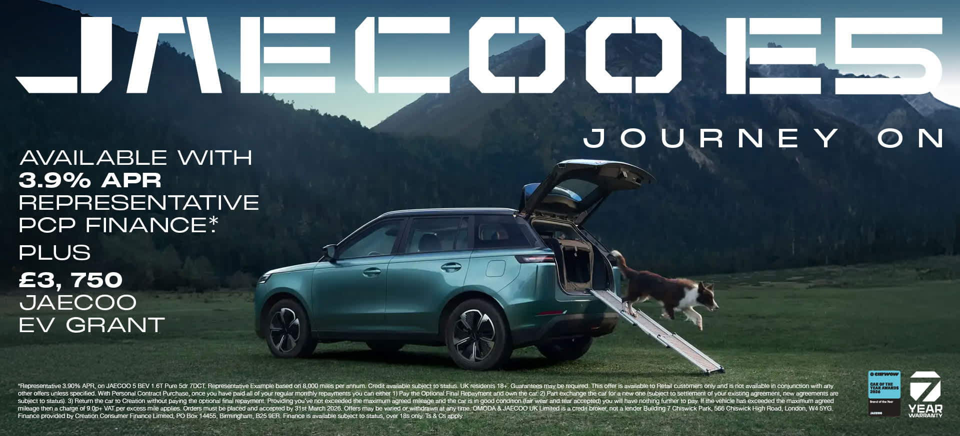 JAECOO 5 BEV PURE PERSONAL CONTRACT PURCHASE EXCLUSIVE OFFER