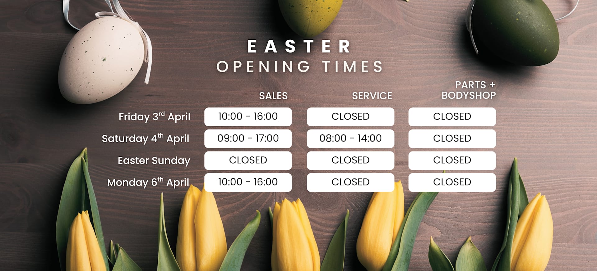 Easter Opening Times