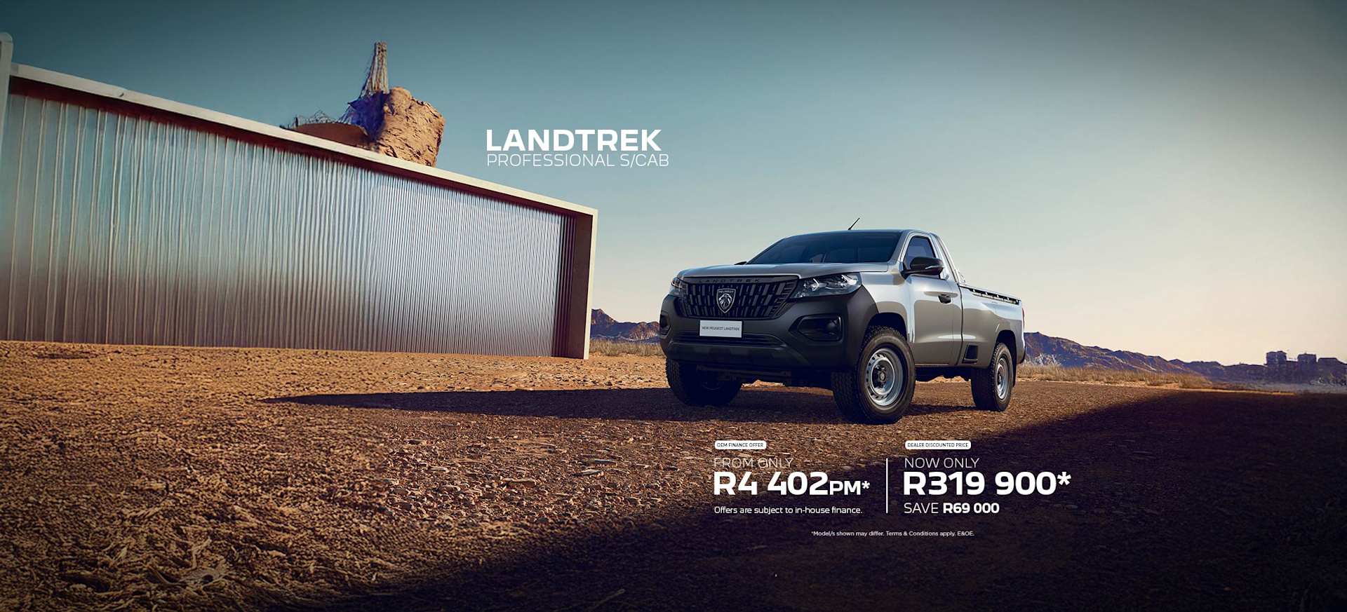 New Peugeot Landtrek Professional Single Cab Bakkie Special Offer from R4 390pm* or now only R299 900* SAVE R89 000