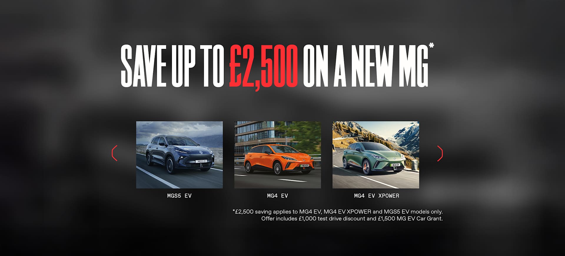 Save up to £2,500 on a new MG