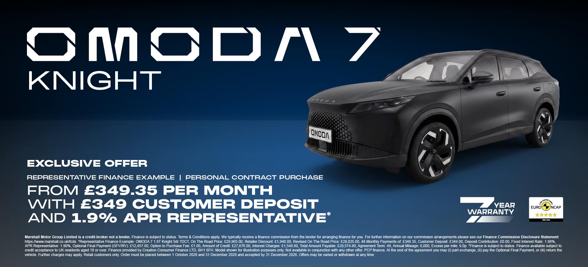 OMODA 7 KNIGHT PERSONAL CONTRACT PURCHASE EXCLUSIVE OFFER