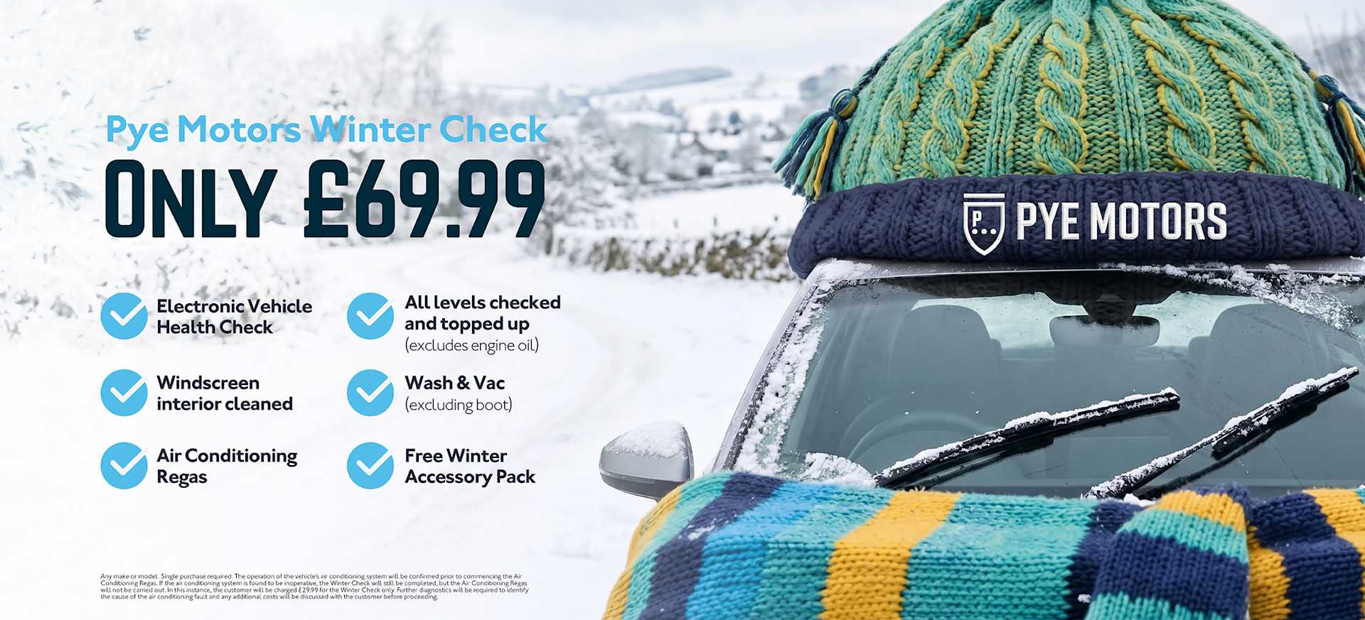 Winter Service Offer includes air con regas and a FREE winter accessory pack