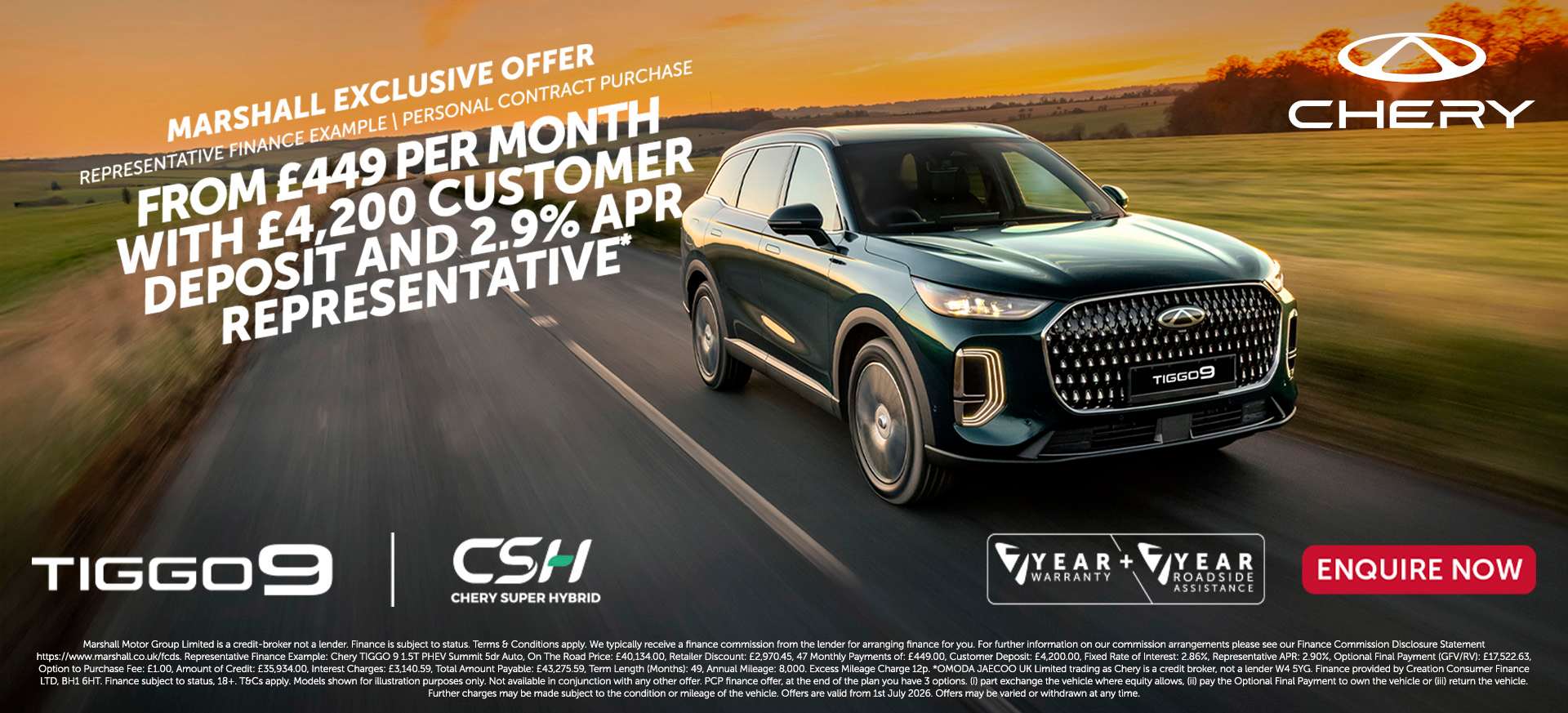 CHERY TIGGO 9 SUMMIT CSH (PHEV) PERSONAL CONTRACT PURCHASE OFFER