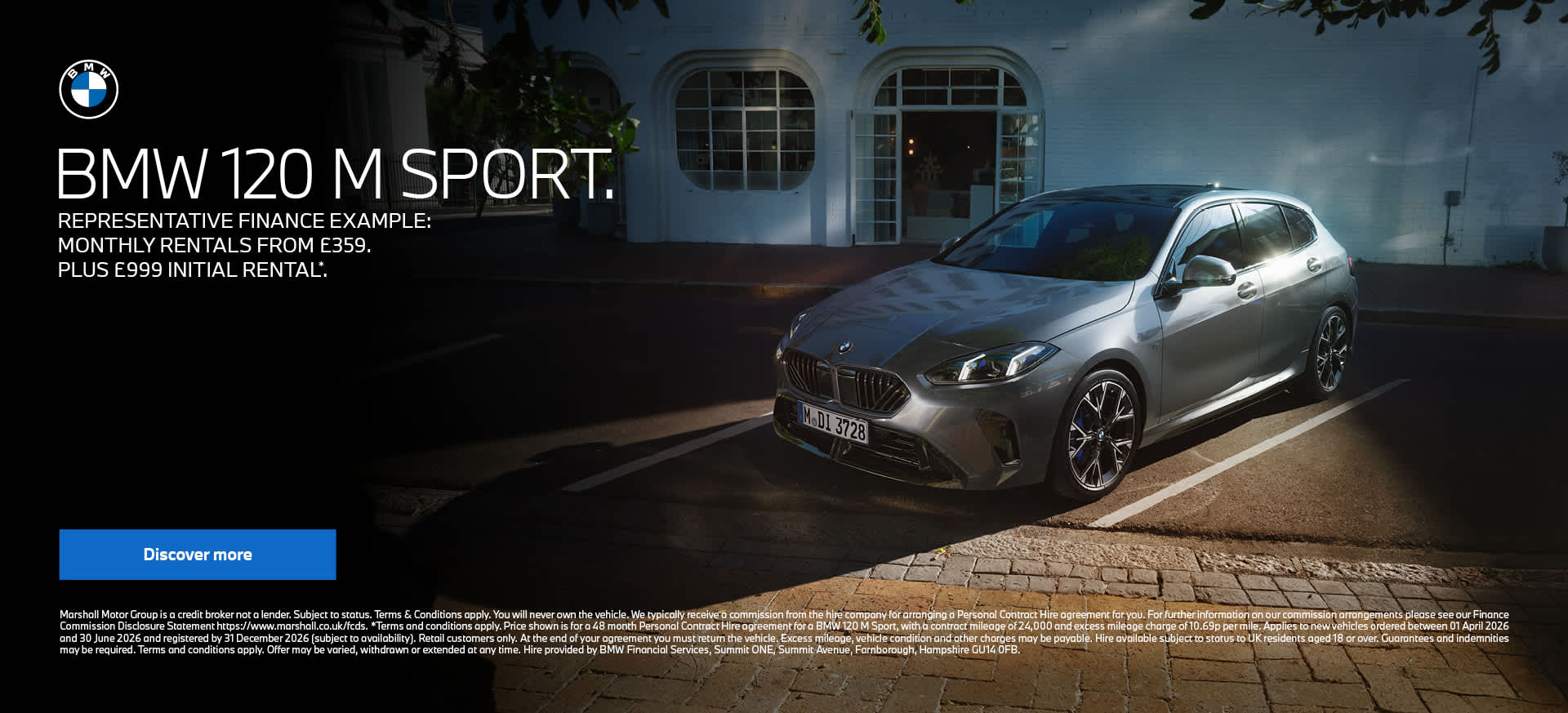 BMW 120 M SPORT PERSONAL CONTRACT HIRE OFFER. 