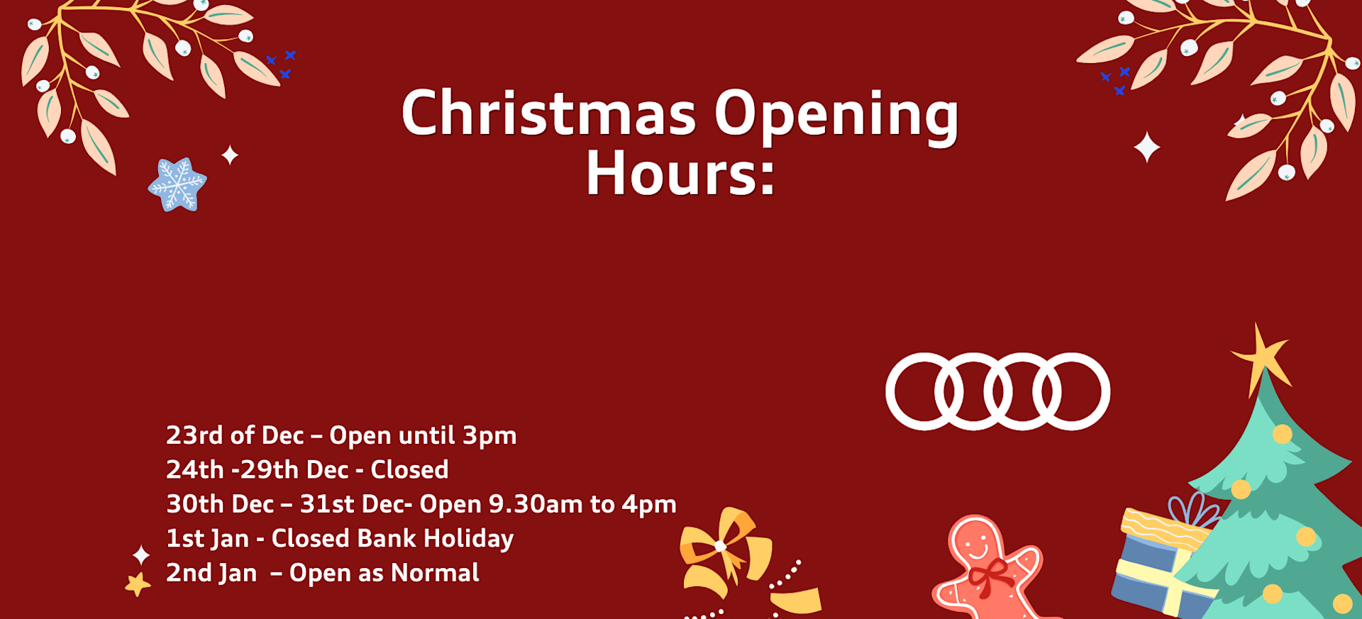 Christmas Opening Hours 