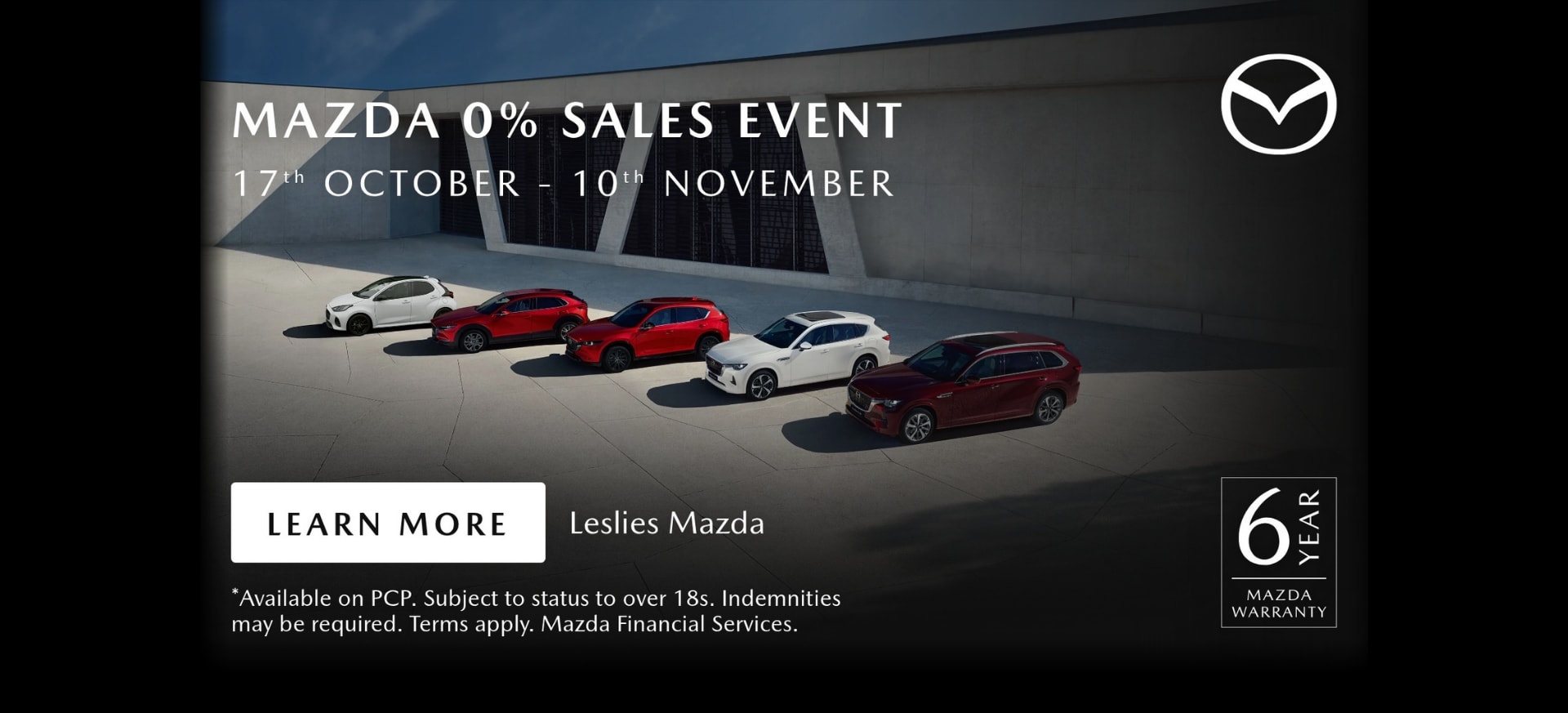 mazda 0% sales event banner