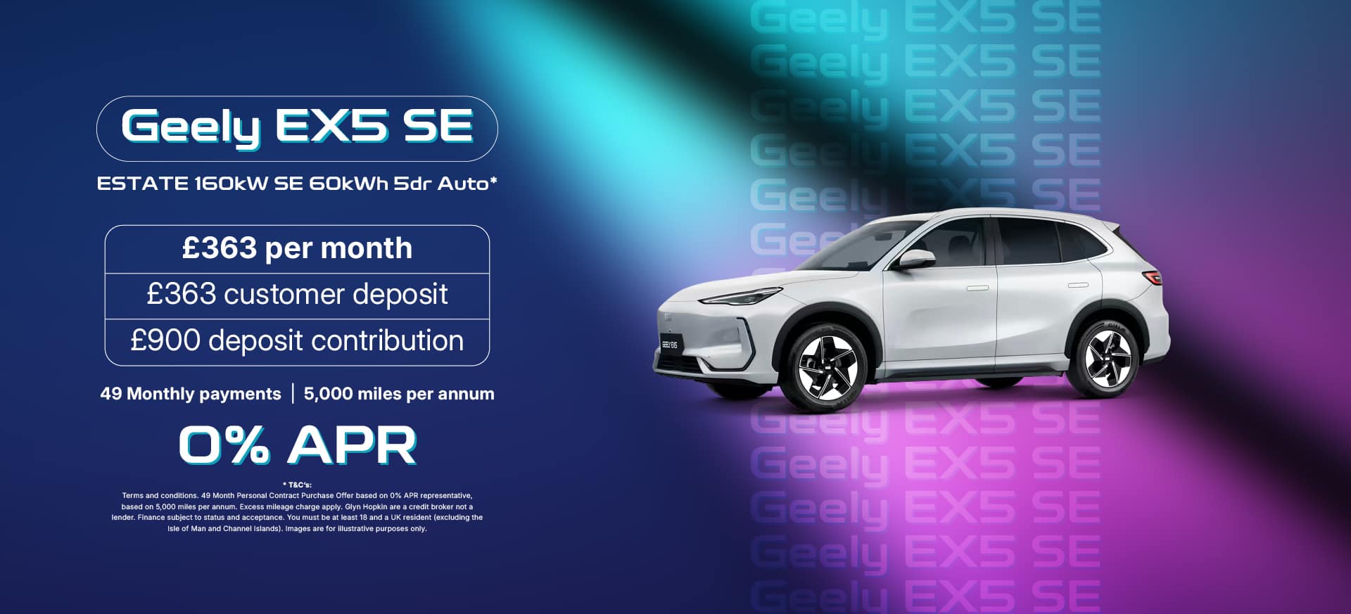 Geely EX5 0% Banner