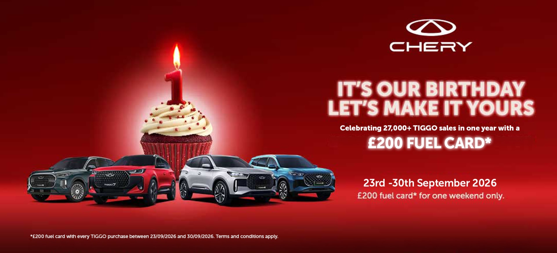 Chery Birthday £200 Fuel Card Banner