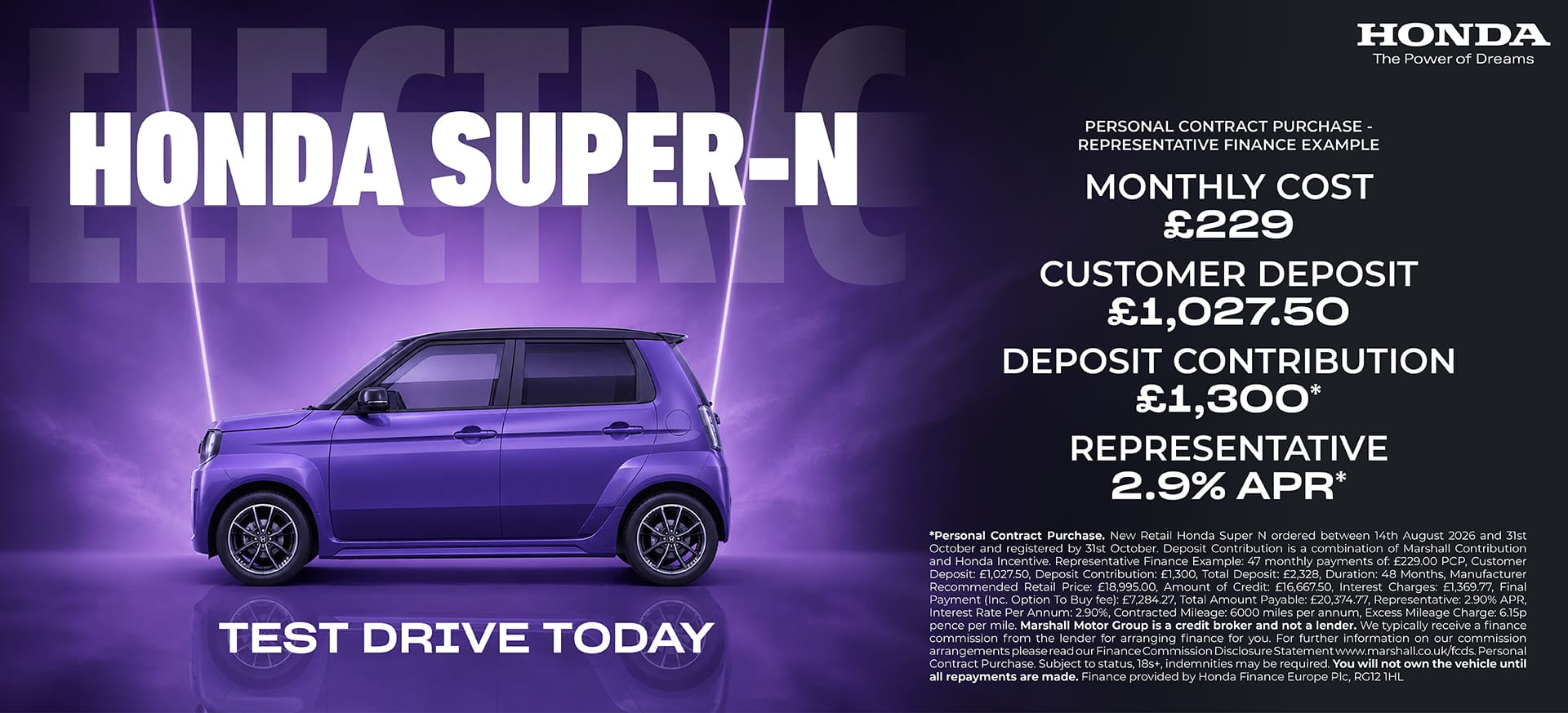 Honda Super N Personal Contract Purchase Offer