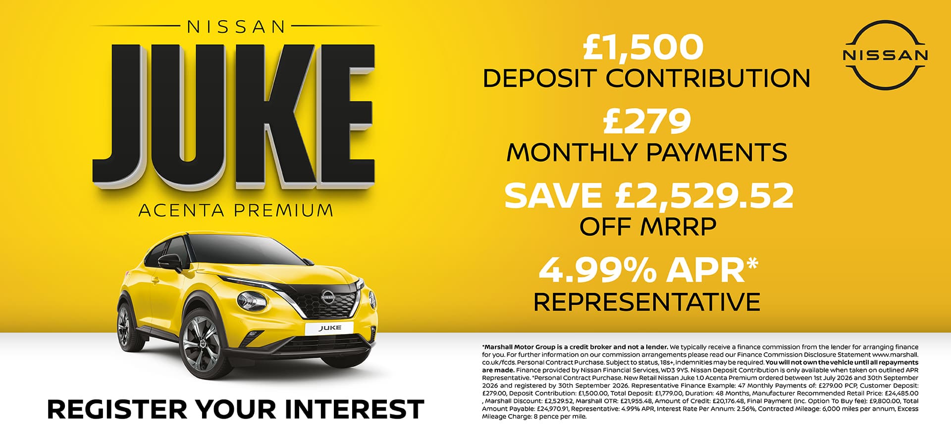 NISSAN JUKE PERSONAL CONTRACT PURCHASE EXCLUSIVE OFFER