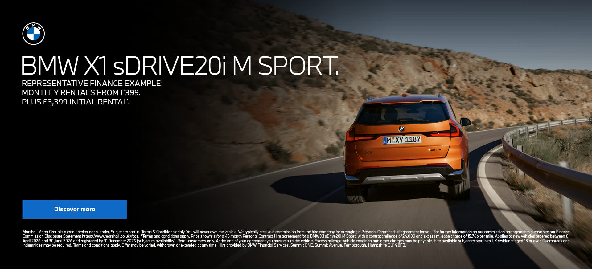 BMW X1 sDRIVE20i M SPORT PERSONAL CONTRACT PURCHASE OFFER. 