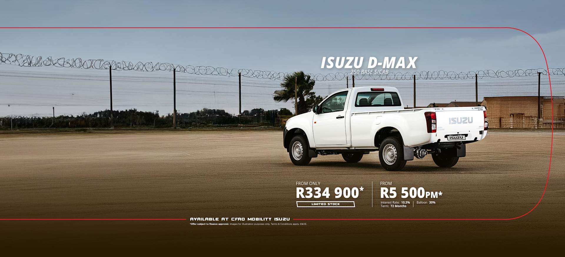 New ISUZU D-Max 250 Base Single Cab Bakkie Special Offer from only R5 500 pm*