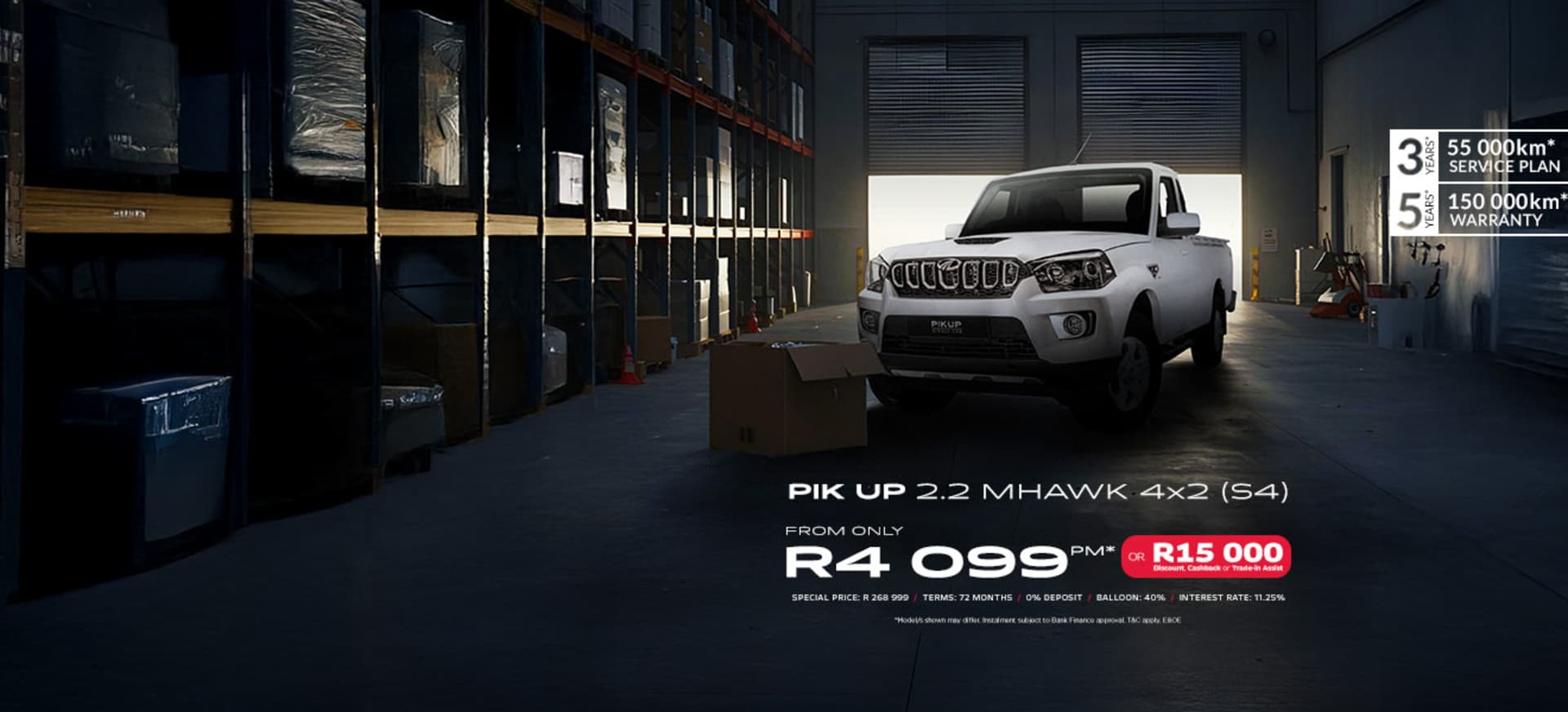 ​New Mahindra PikUp 2.2 MHawk 4X2 (S4) Offer from R4 099pm* 