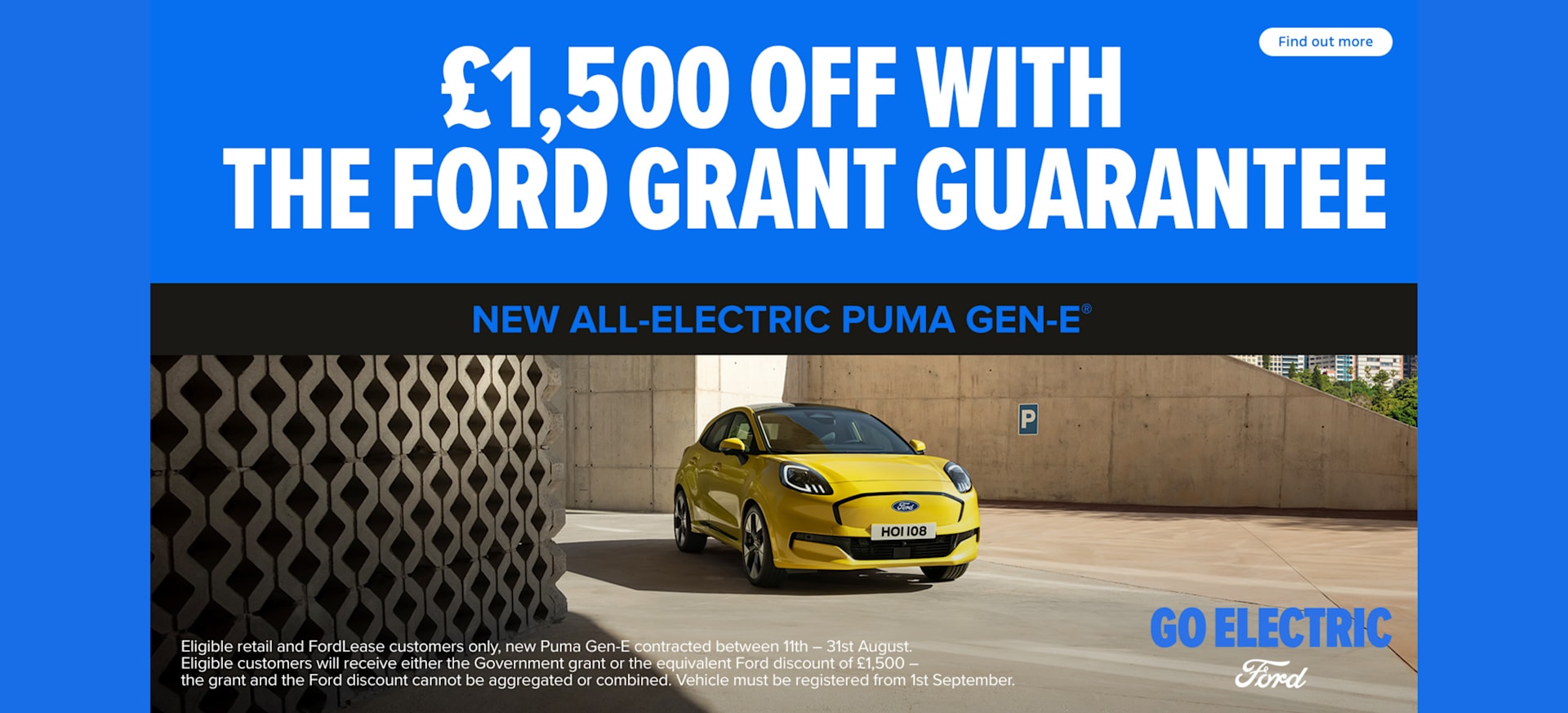 £1500 grant guarantee* to retail customers on New Electric Puma Gen E