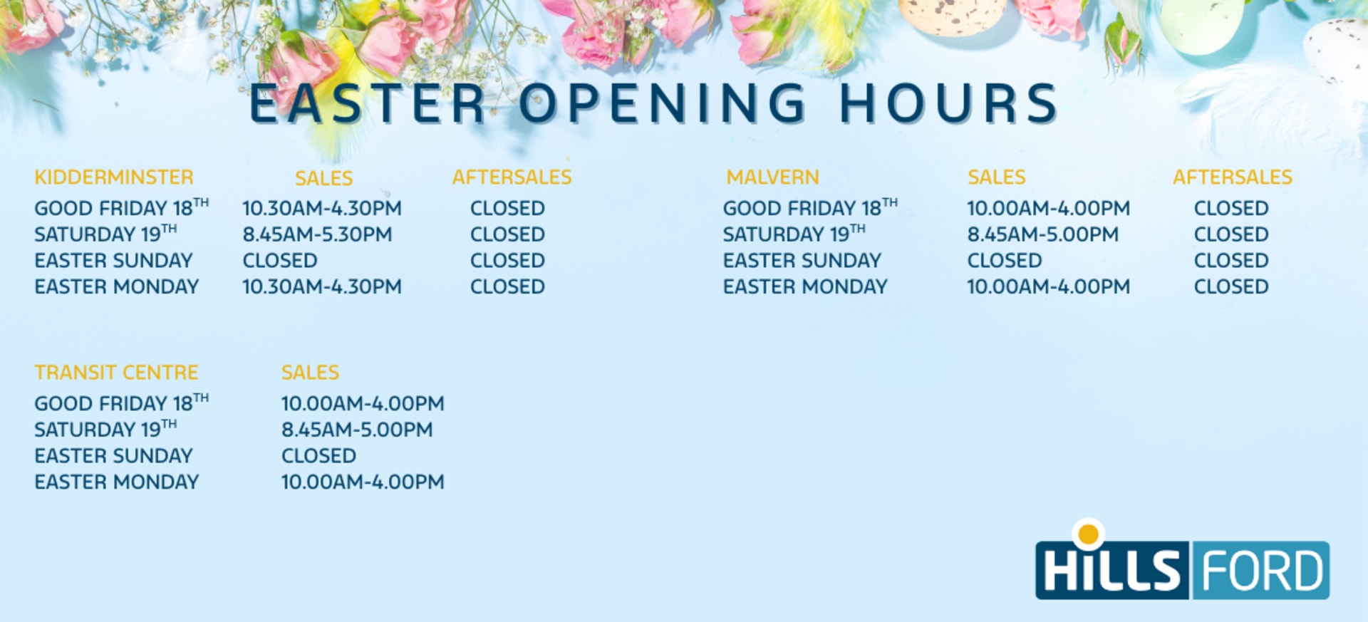 Easter Opening hours