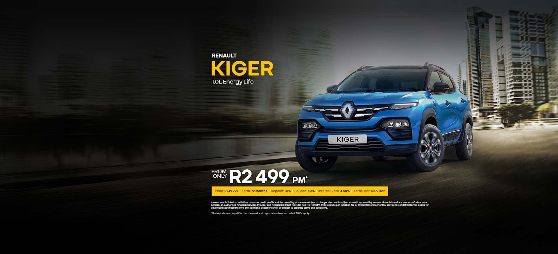 New Renault Kiger 1.0L Energy Life Offer from R2 499pm*