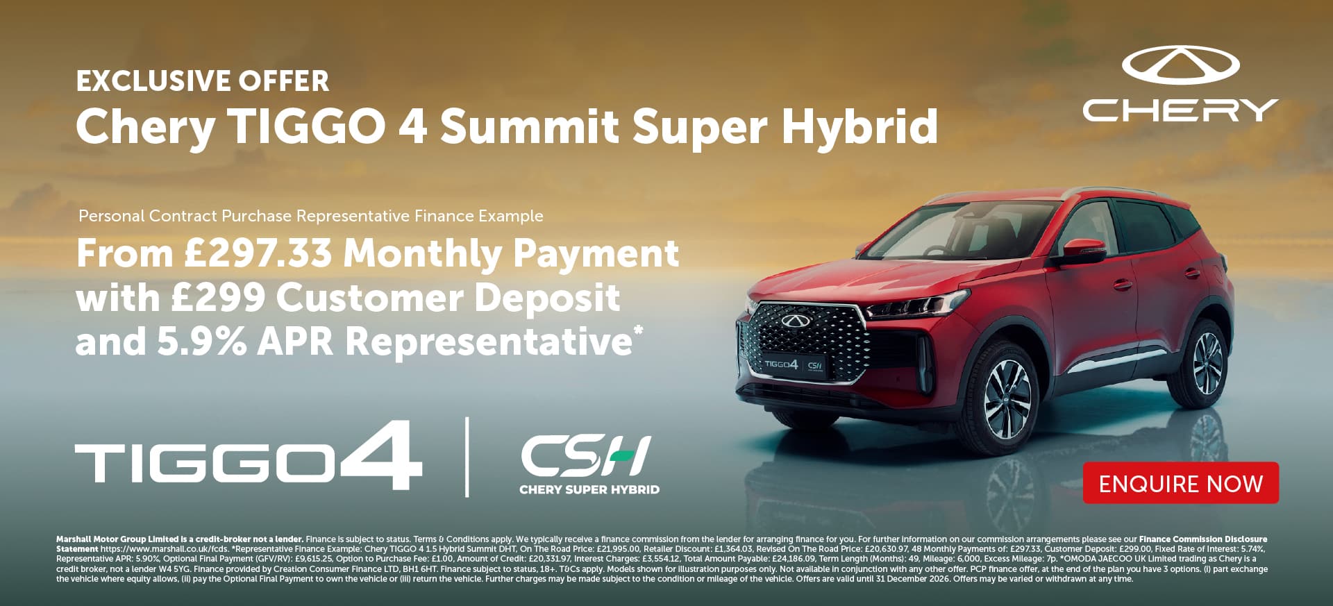 CHERY TIGGO 4 SUMMIT PERSONAL CONTRACT PURCHASE EXCLUSIVE OFFER