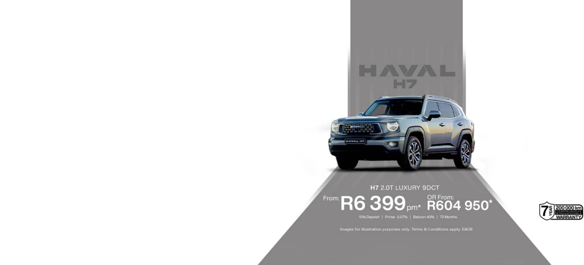 New Haval H7 2.0 Luxury Special from R6 399pm* or R604 950*