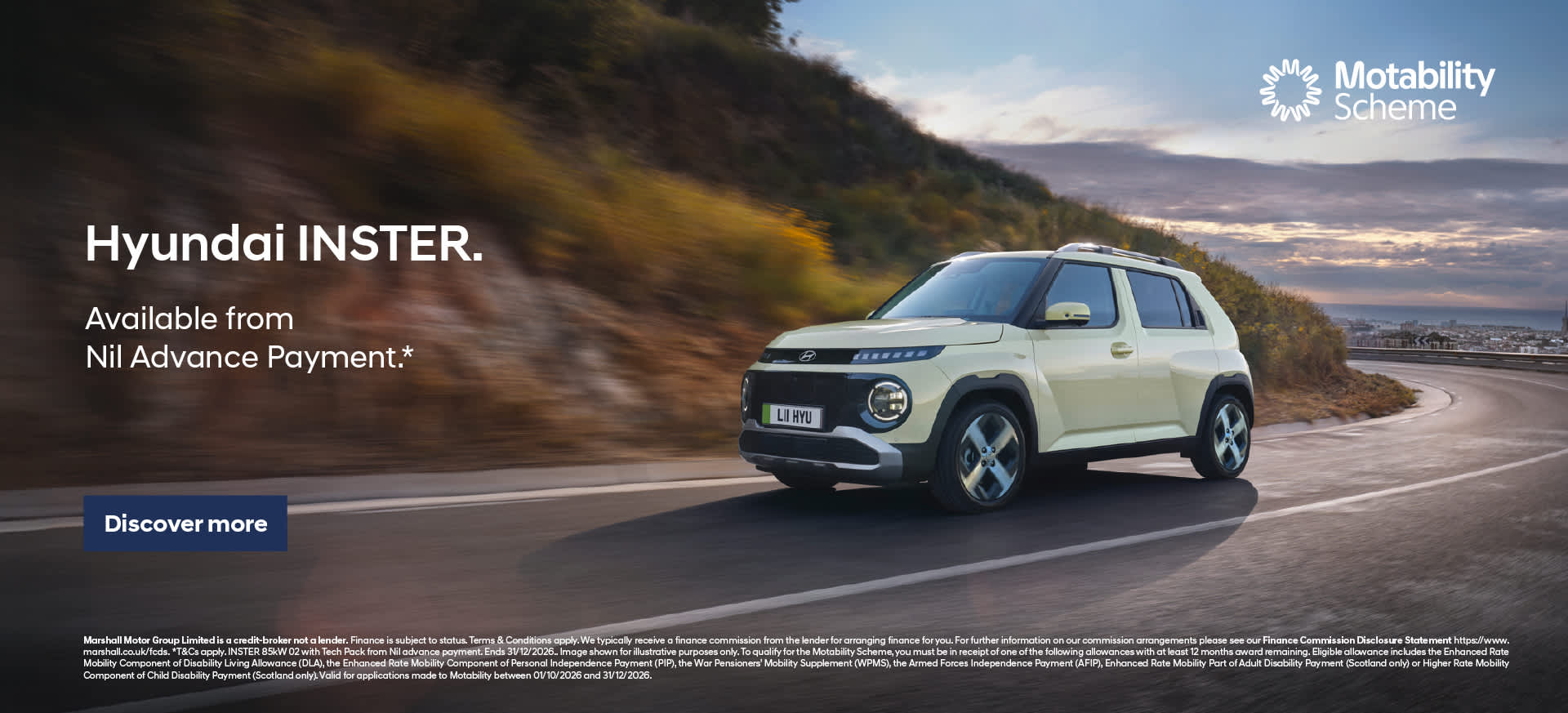 Hyundai INSTER Motability Scheme Offer 