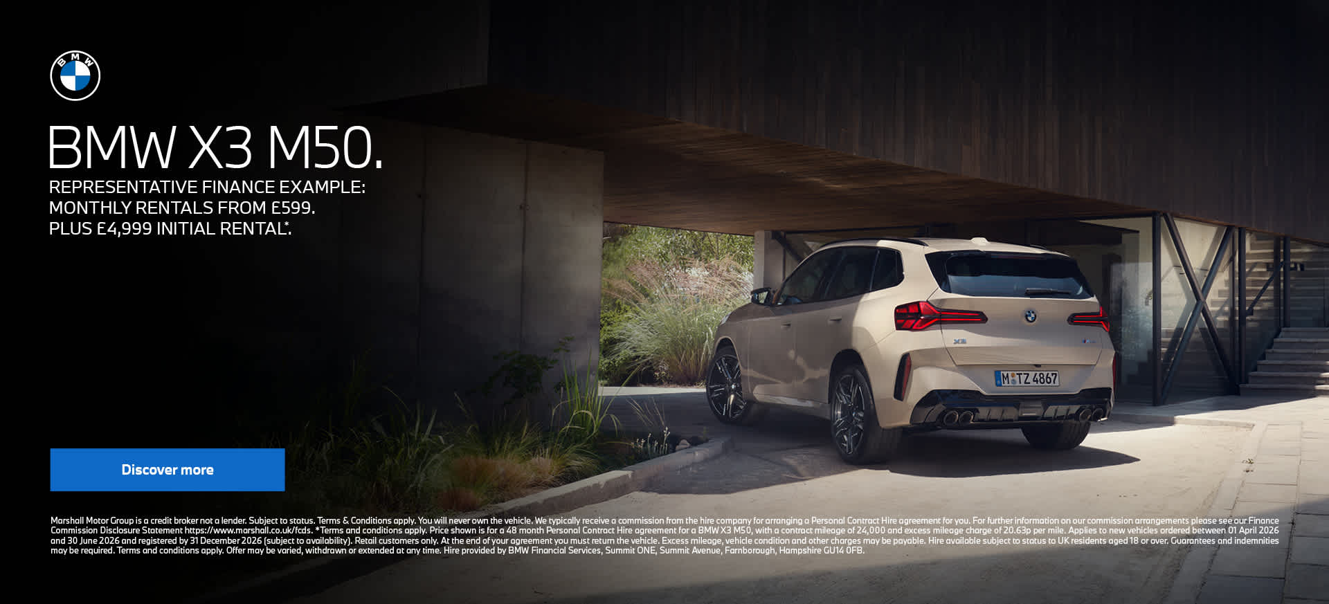 BMW X3 20 xDRIVE M SPORT PERSONAL CONTRACT PURCHASE OFFER. 