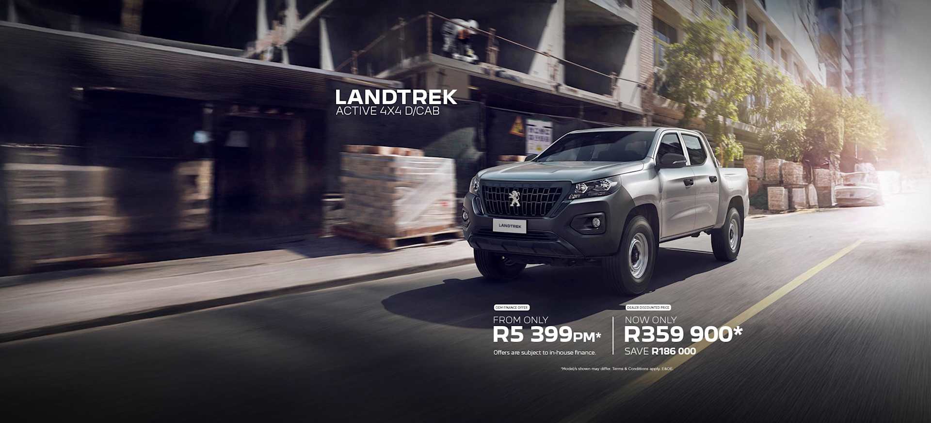 New Peugeot Landtrek Active 4x4 Double Cab Bakkie Special Offer from R5 399pm* or now only R359 900* SAVE R186 000